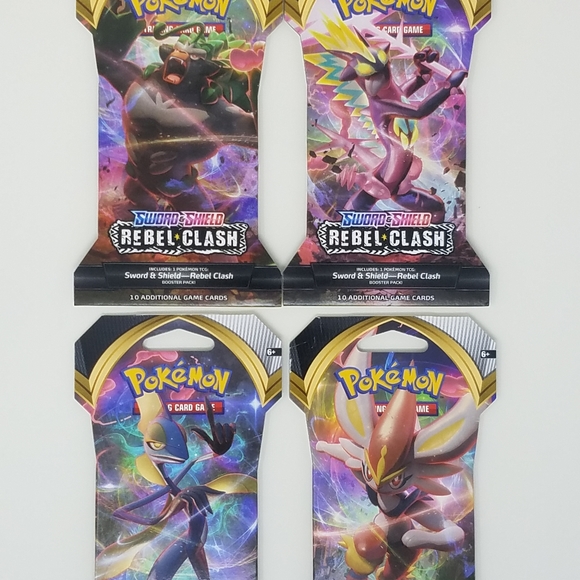 Pokemon TCG 4 Booster Pack Bundle Sword & Shield Rebel Clash Factory Sealed - Picture 2 of 8